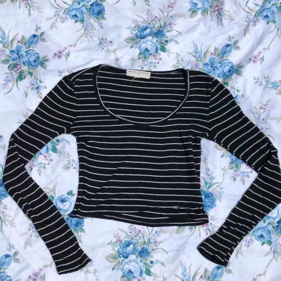 Project Social T Tops - Urban Outfitters Black & White Striped Crop Top